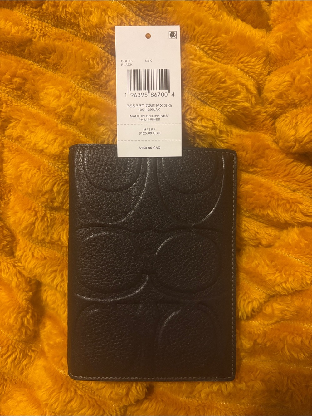 Coach Black Embossed Leather Passport Case